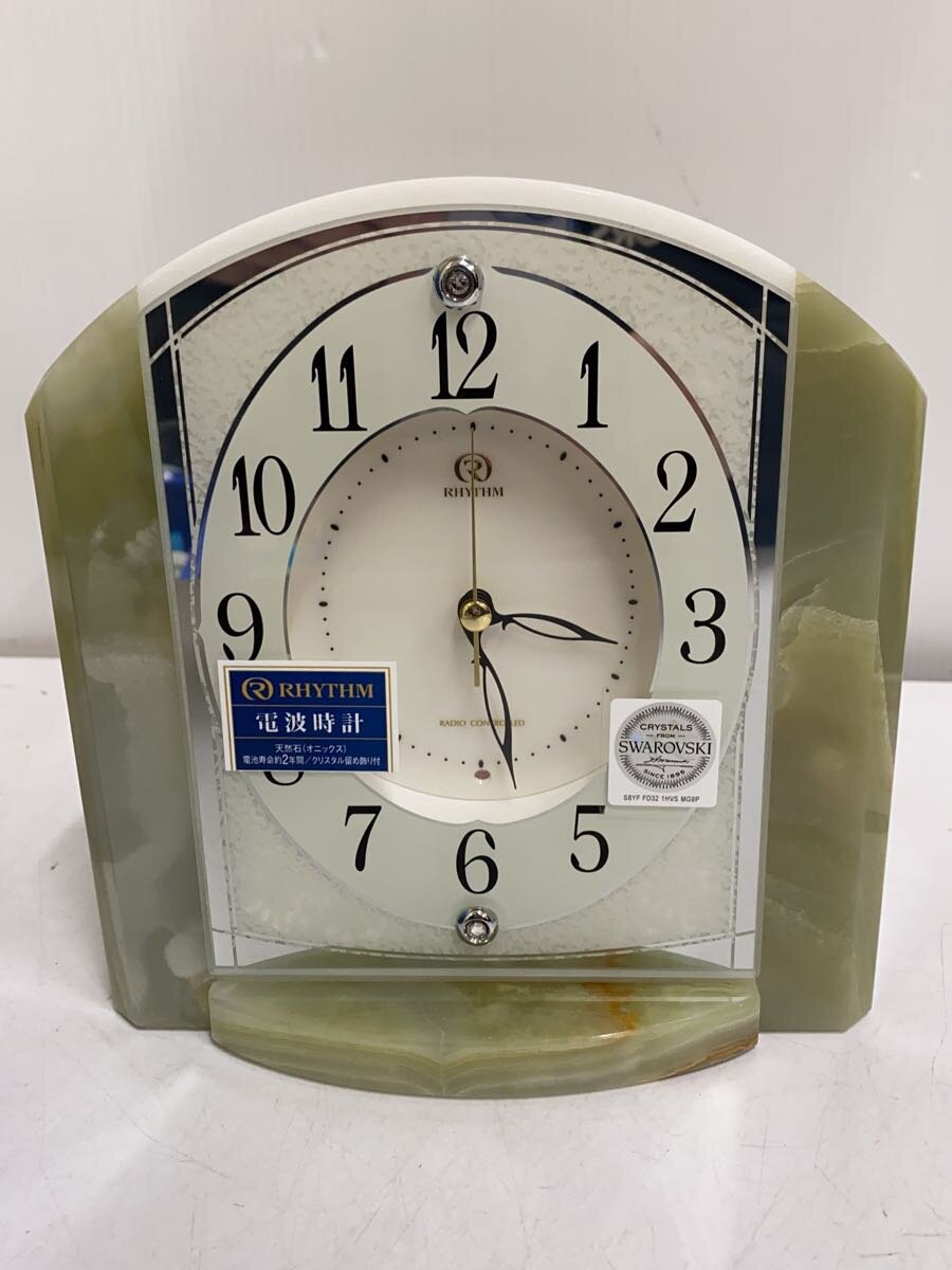 【中古】リズム時計工業◆電波時計/オニックス枠/スワロフスキー/RHG-S71【インテリア小物・日用雑貨】