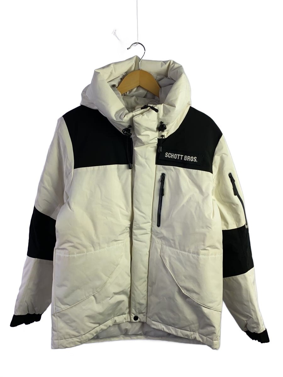【中古】Schott◆2TONE DOWN PARKA/落ちこむ上衣/M/ポリエステル/WHT/3192036/お汚れた状態有//【メンズウェア】
