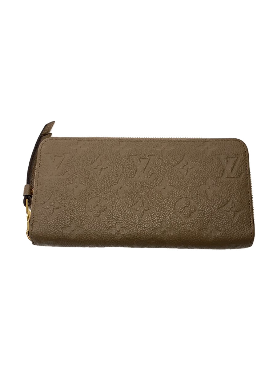【中古】LOUIS VUITTON◆ジッピー・ウォレット_モノグラム・アンプラント_BEG/牛革/BEG/レディース【服飾雑貨他】