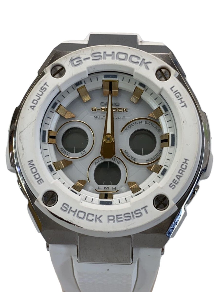 【中古】CASIO◆ソーラーウオッチ・G-SHOCK/デジアナ/WHT/WHT【服飾雑貨他】