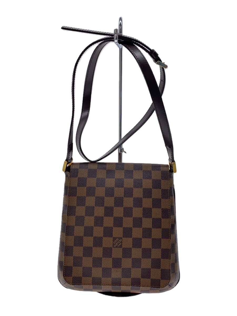 【中古】LOUIS VUITTON◆ミュゼット・サルサ_ダミエ・エベヌ_ロング肩肉_BRW/PVC/BRW【御徒面子】