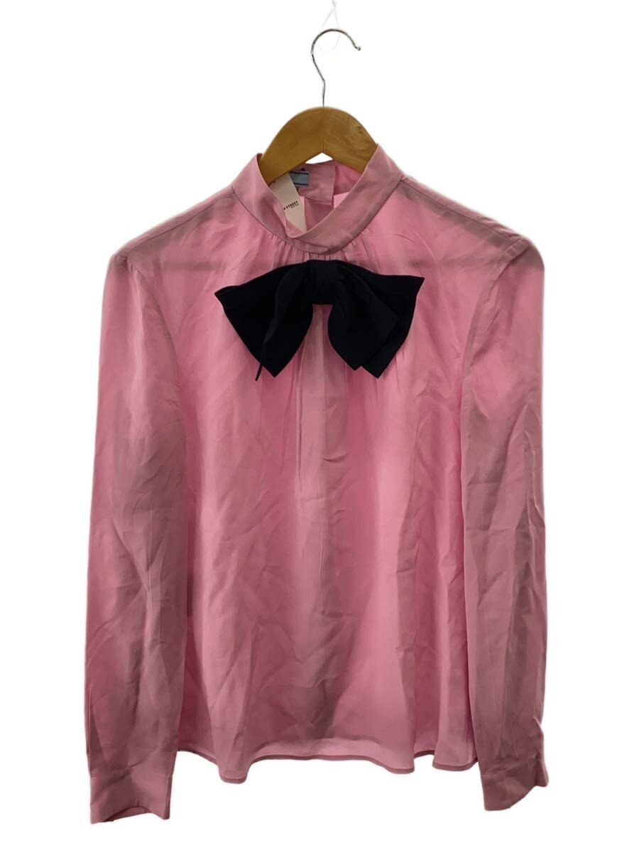 【中古】PRADA◆長袖トップ/40/絹地/PNK/bow-embellished silk crepe//【レディースお召しもの】