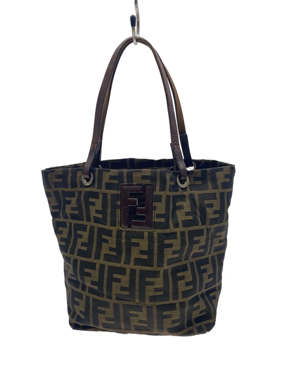【中古】FENDI◆ハンドバック/--/BRW/総柄/ズッカ/内側べたつき有/耐久性手落ち込み有//【御徒面子】