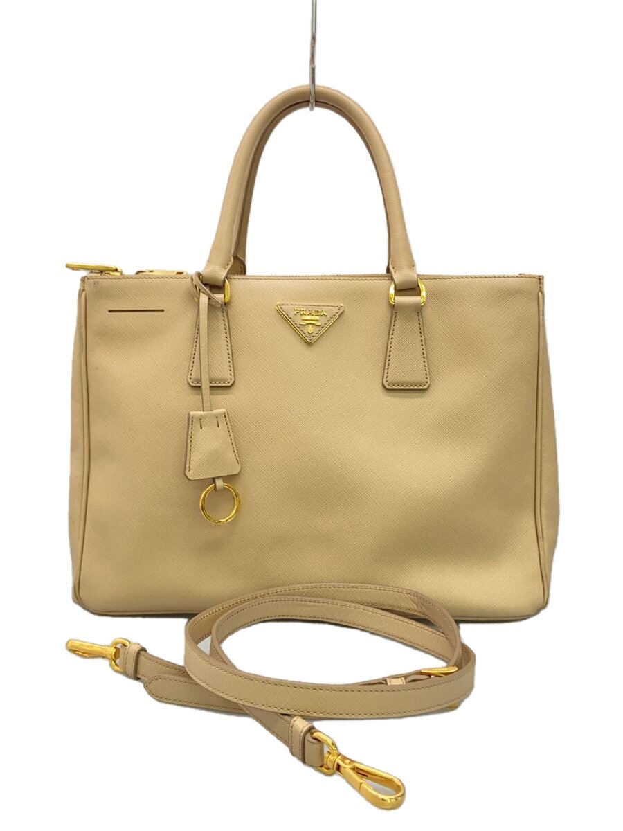 【中古】PRADA◆ガレリア サフィアーノ ミディアムバッグ/牛革/BEG【バッグ】｜2ｎｄ STREET 店