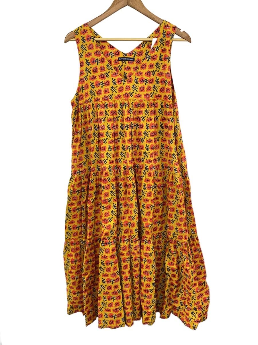 【中古】TIGRE BROCANTE◆マリーゴールドティアードワンピース/ノースリーブワンピース/コットン/イエロー/花柄【レディースウェア】|2nd STREET 店