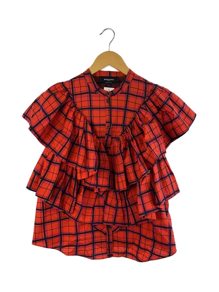 【中古】ROCHAS◆ノースリーブトップ/40/綿織物/RED/読み合わせる/ROPU60003A【レディースお召しもの】