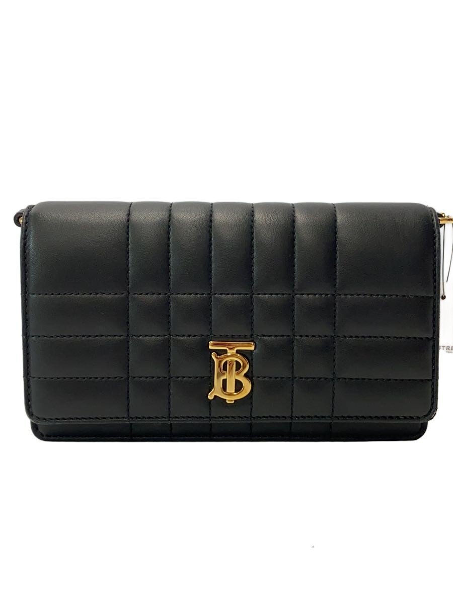 【中古】BURBERRY◆ショルダーバッグ/羊革/BLK/無地/8021492/キルティング【御徒面子】