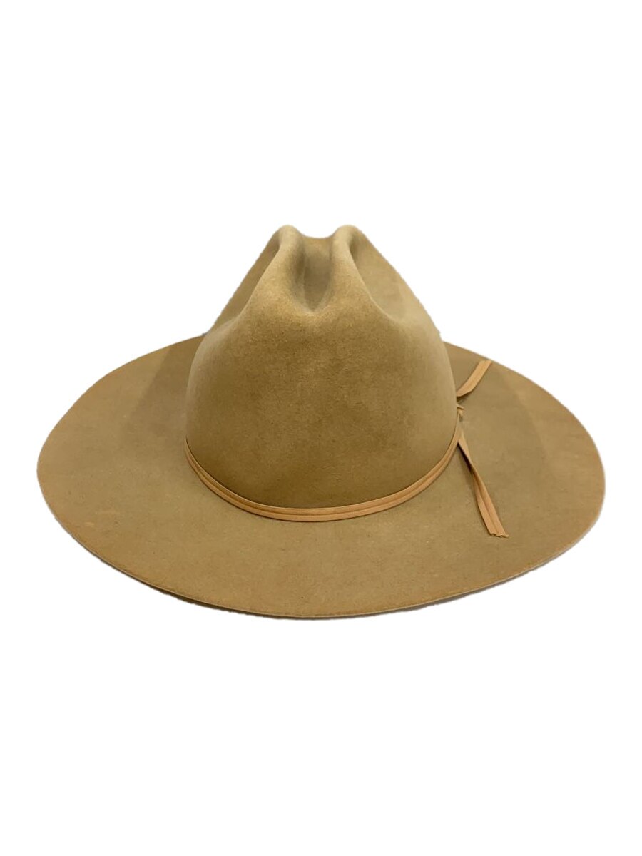 【中古】STETSON◆ビーバーかぶり笠/中折れかぶり笠/BEG/無地/メンズ【服飾雑貨他】