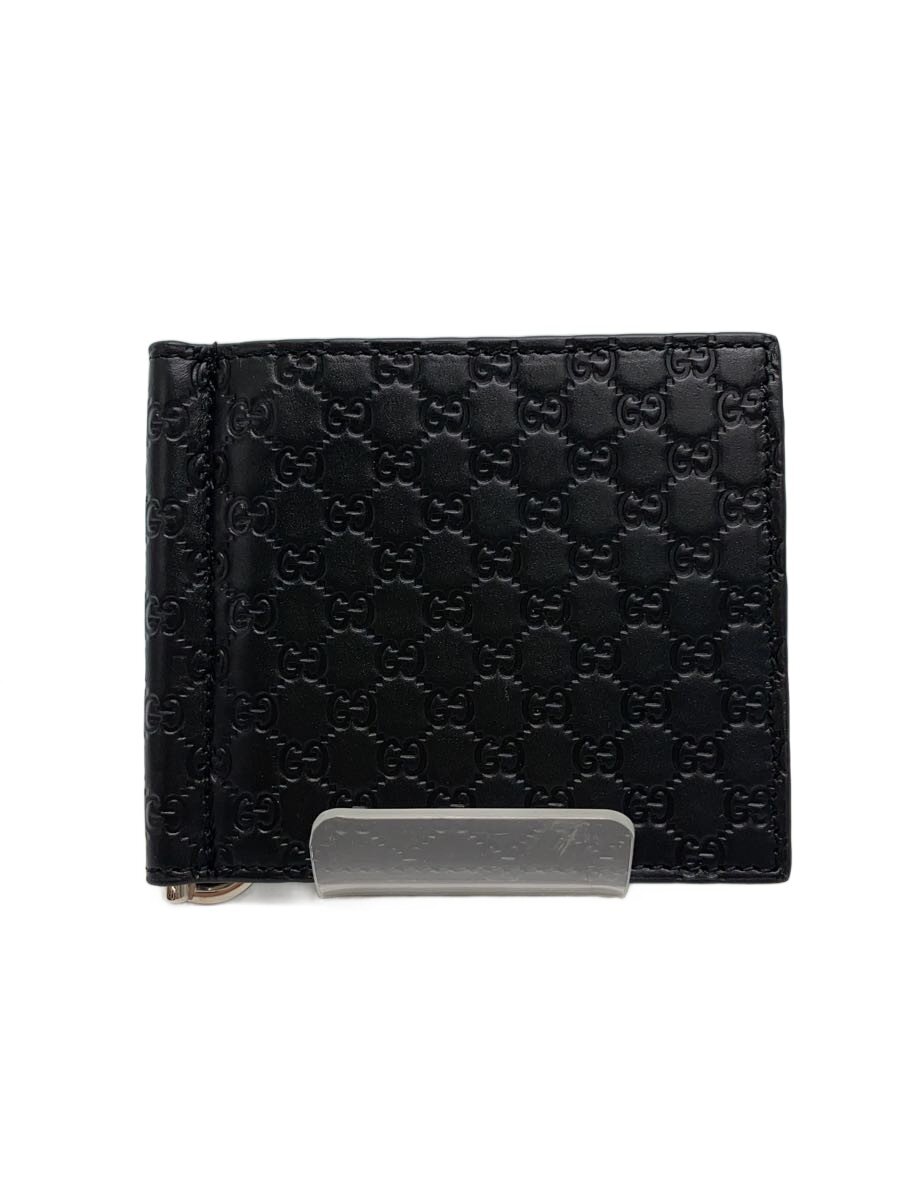 【中古】GUCCI◆歌留多容れもの_マイクログッチシマ/なめし革/BLK/モノグラム/メンズ【服飾雑貨他】