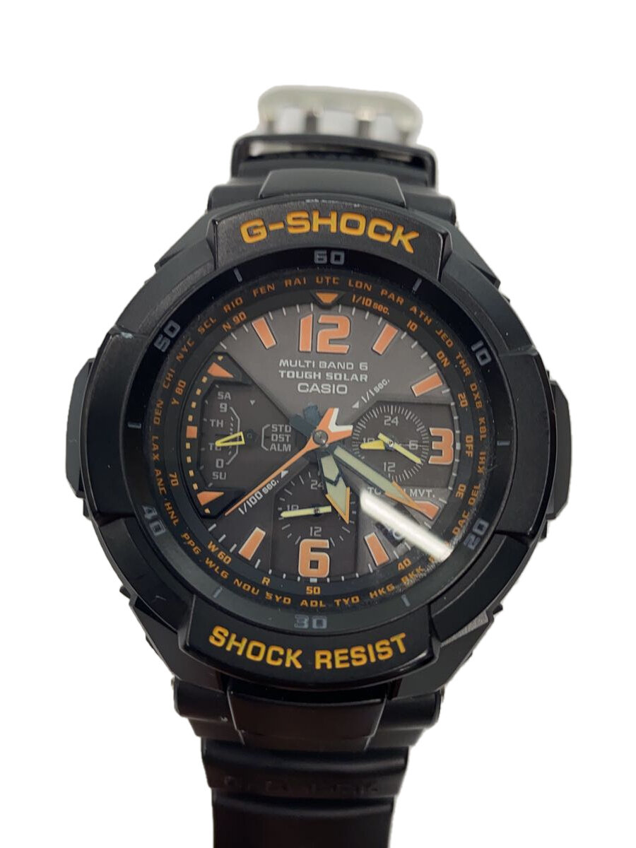 【中古】CASIO◆ソーラーウオッチ・G-SHOCK/アナログ/BLK【服飾雑貨他】