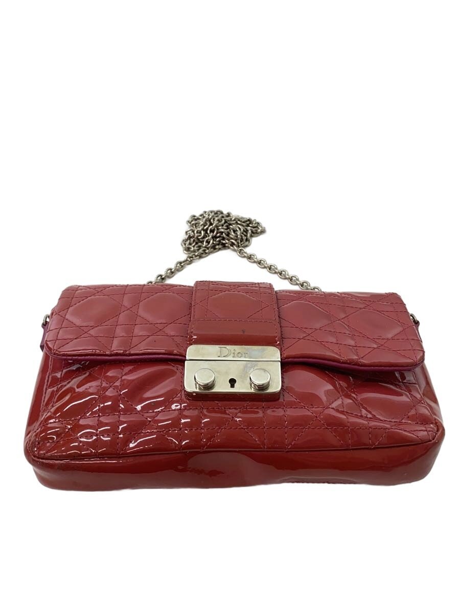 【中古】Christian Dior◆ショルダーバッグ/エナメル/RED/無地/02-lu-0162【御徒面子】