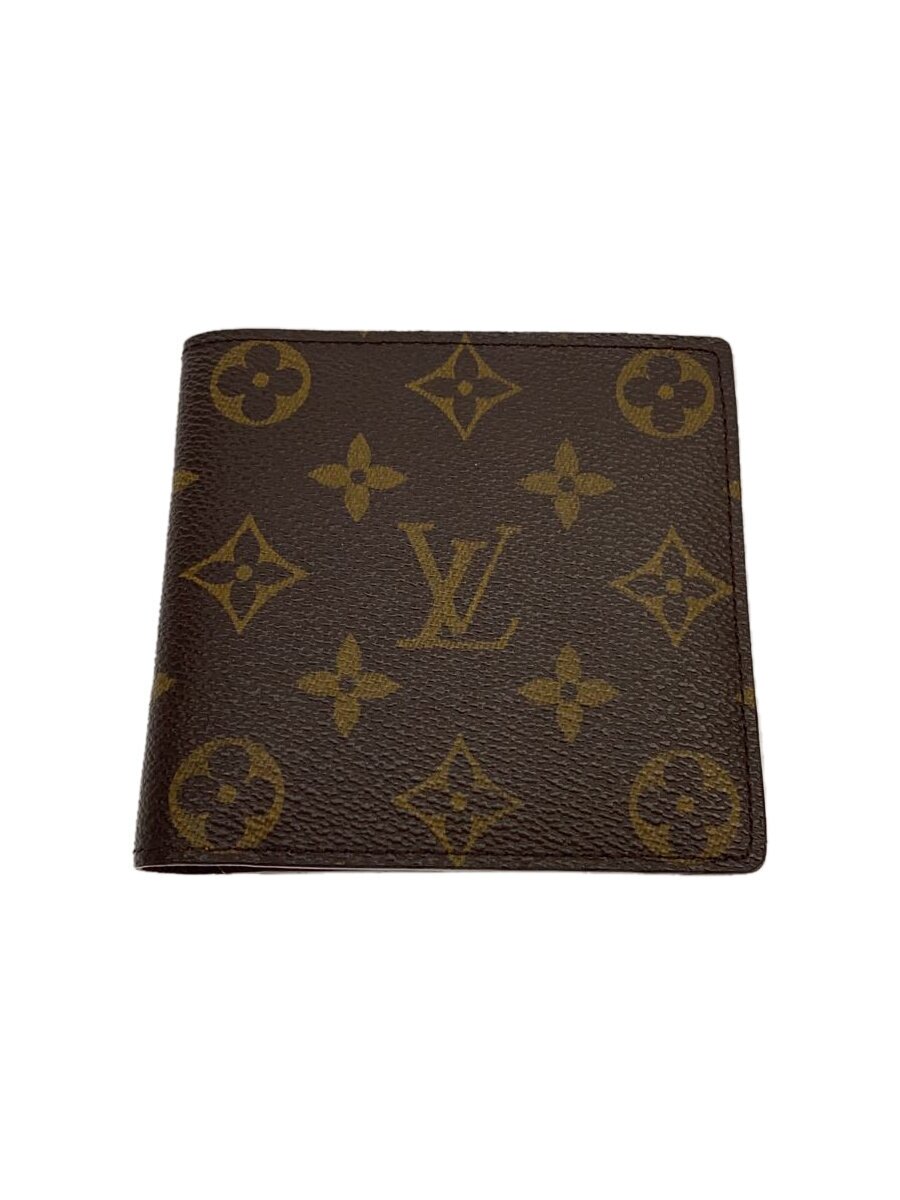 【中古】LOUIS VUITTON◆ポルト・フォイユ・マルコ_モノグラム・帆布_BRW/PVC/BRW/レディース【服飾雑貨他】