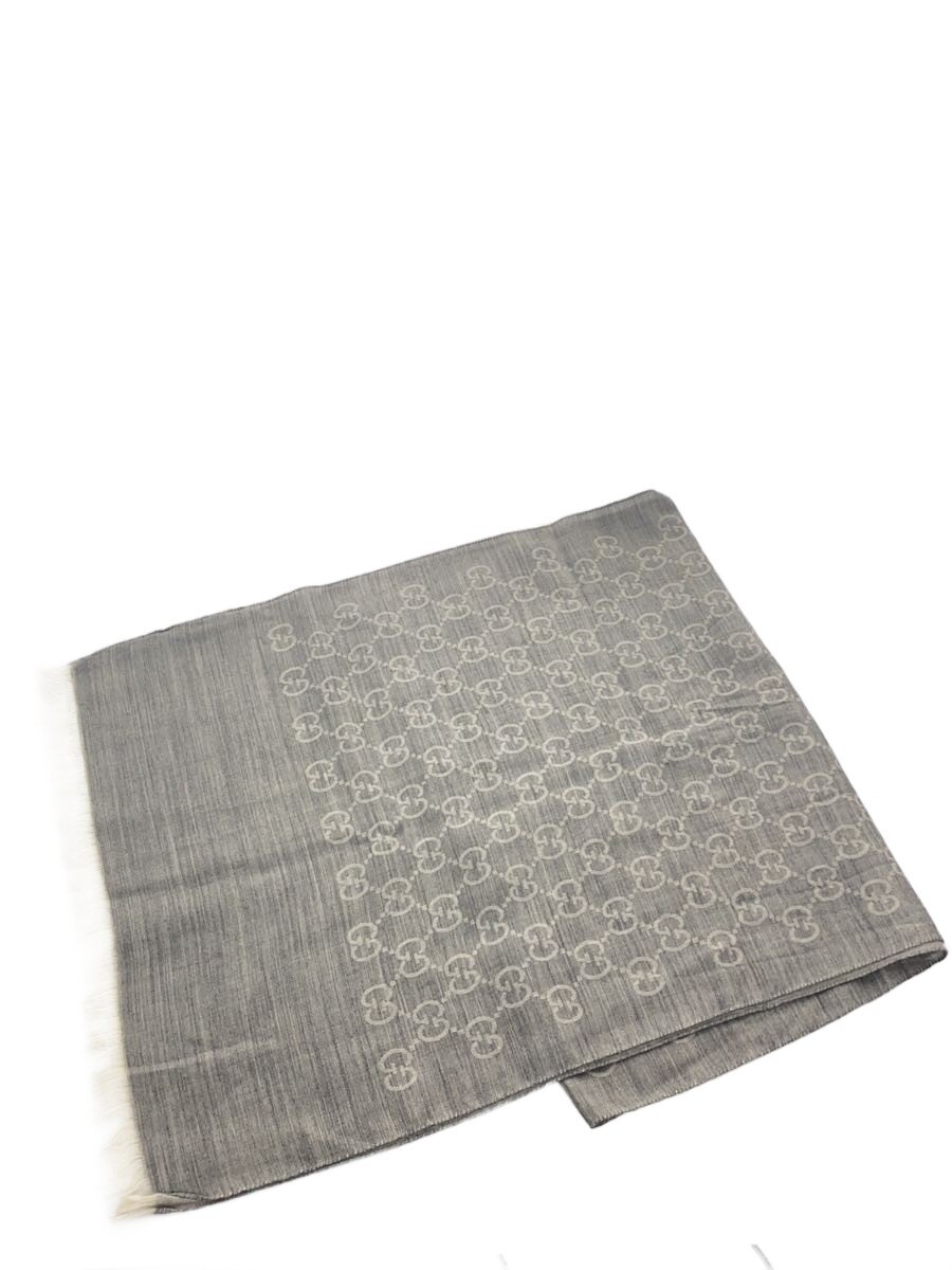 【中古】GUCCI◆袈裟/羊毛/GRY/総柄/レディース【服飾雑貨他】