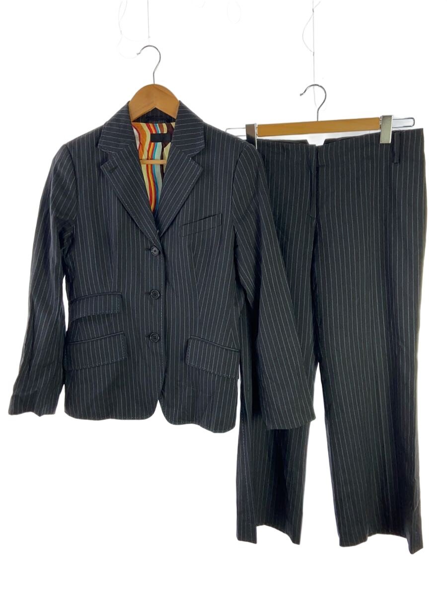 【中古】Paul Smith Black Label◆セットアップ/40/羊毛/BLK/縞模様/334553//【レディース御召しもの】