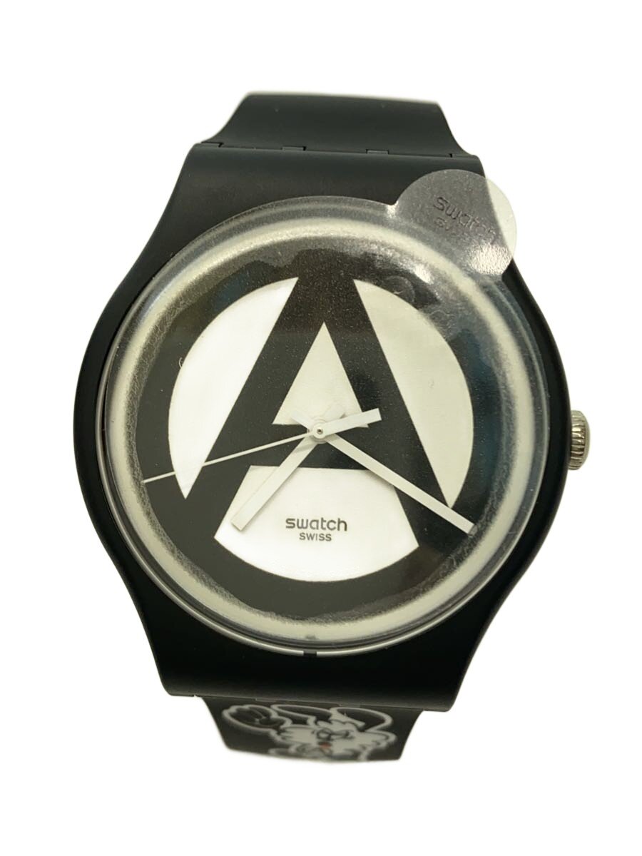 【中古】SWATCH◆VICK BY VERDY/ウオッチ/アナログ/天然ゴム/WHT/BLK/SS/SO29Z138【服飾雑貨他】