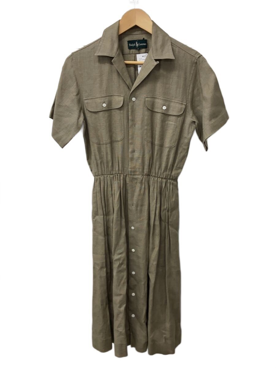 【中古】RALPH LAUREN◆半袖衣装/7/綿織物/KHK/無地//【レディースお召しもの】