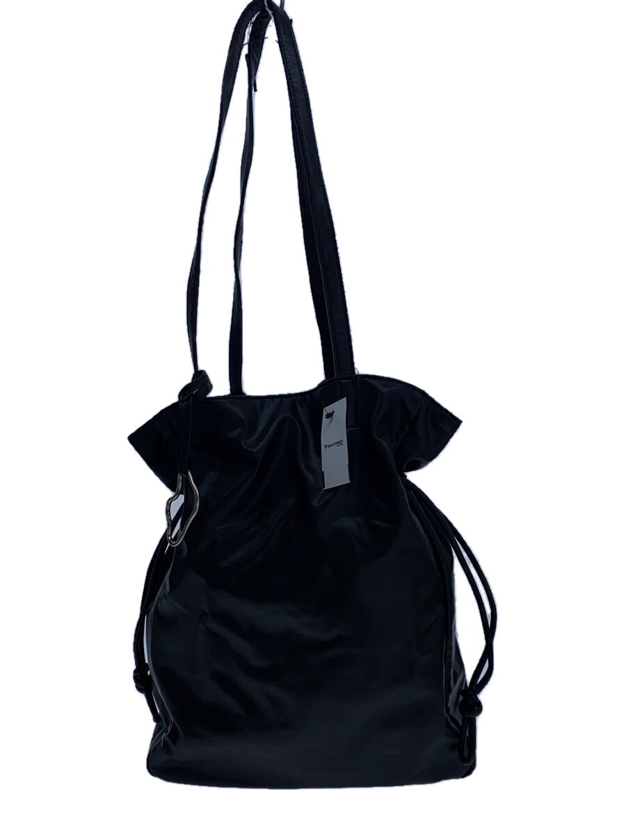 【中古】etul/APPLE LEATHER ギャザートート/トートバッグ/フェイクレザー/BLK【御徒面子】