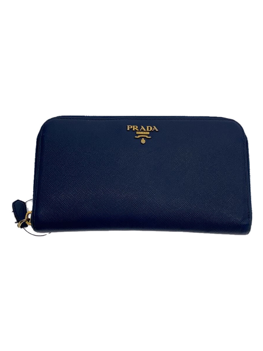 【中古】PRADA◆長金入れ/なめし革/NVY/メンズ【服飾雑貨他】