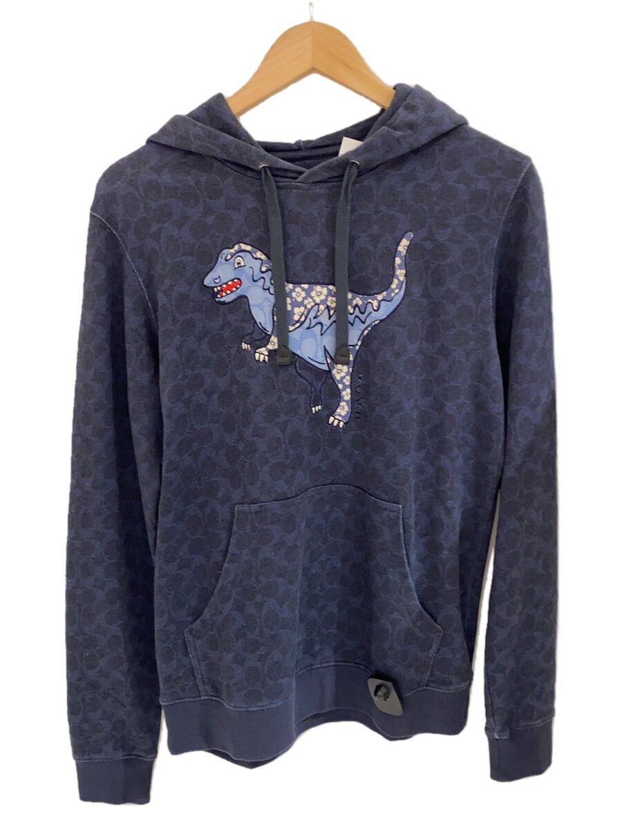 【中古】COACH◆ティーシャツ/XS/綿織物/NVY/総柄【レディース御召しもの】