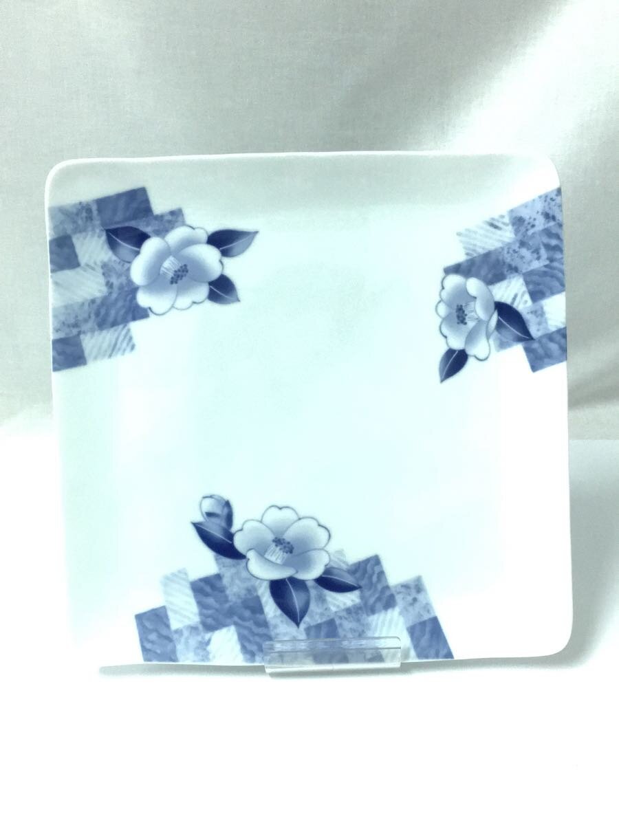 【中古】香蘭社◆皿/WHT小径の椿 角大皿//【キッチン用品】