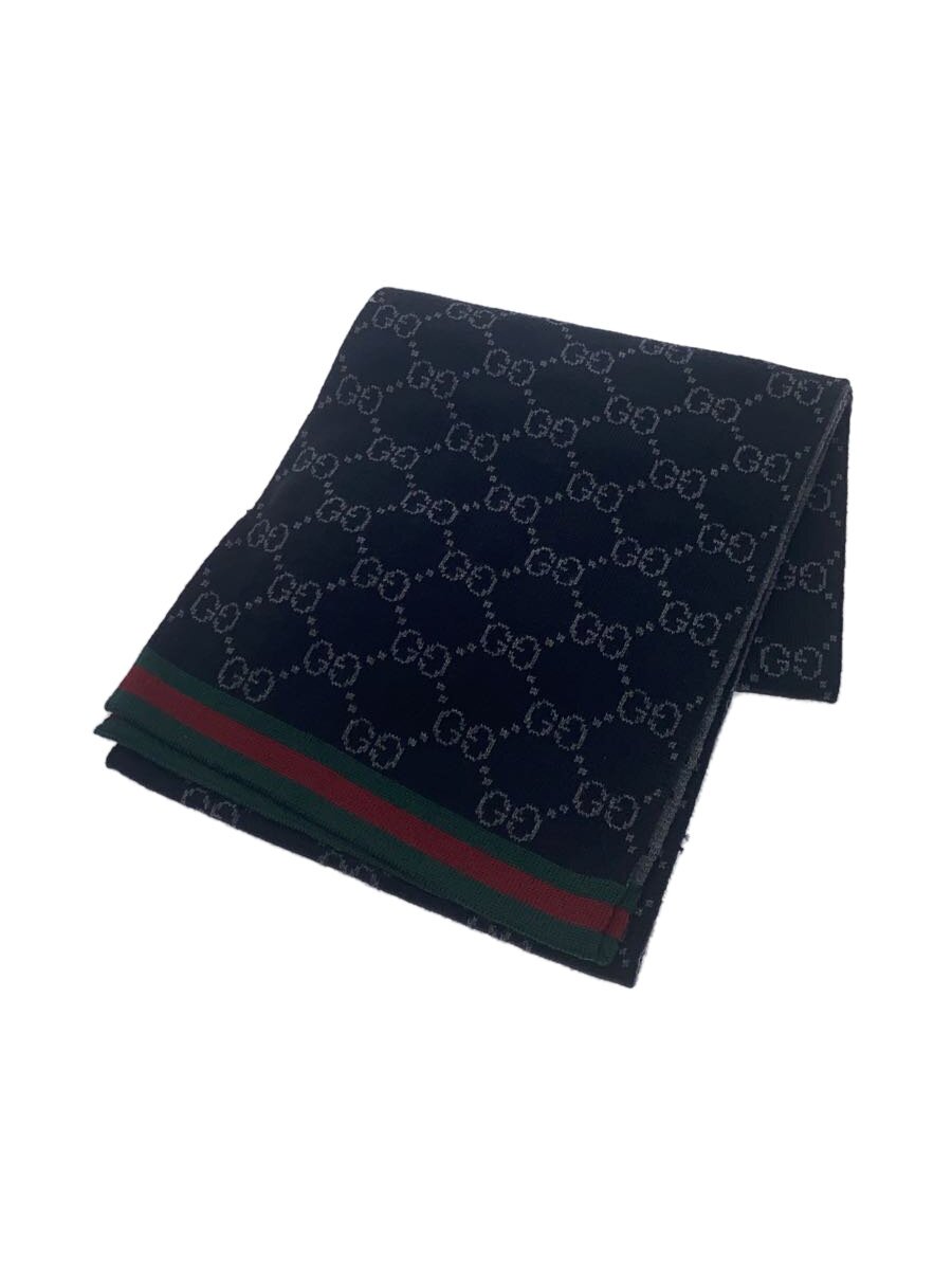 【中古】GUCCI◆えり巻き/羊毛/GRY/総柄/メンズ【服飾雑貨他】