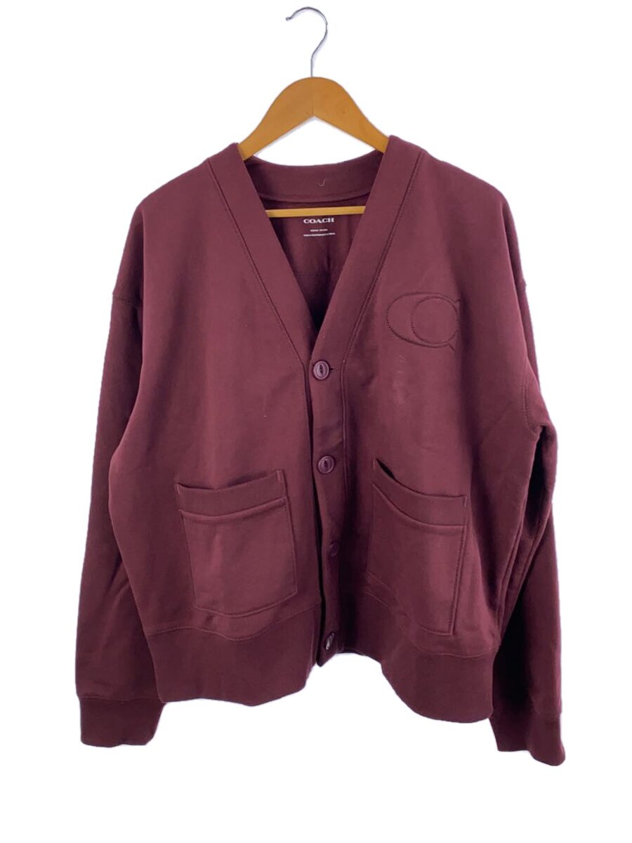 【中古】COACH◆ジレー(薄っぺら)/M/綿織物/ボルドーワイン/コマーシャル827/リラックスドカーディガン【メンズウェア】