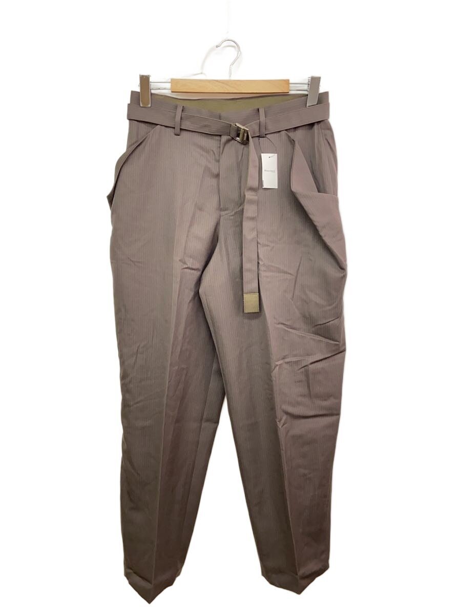 【中古】sacai◆25SS/Doeskin Pants/スラックスズボン下/2/羊毛/BRW/縞模様/25-03633M【メンズウェア】