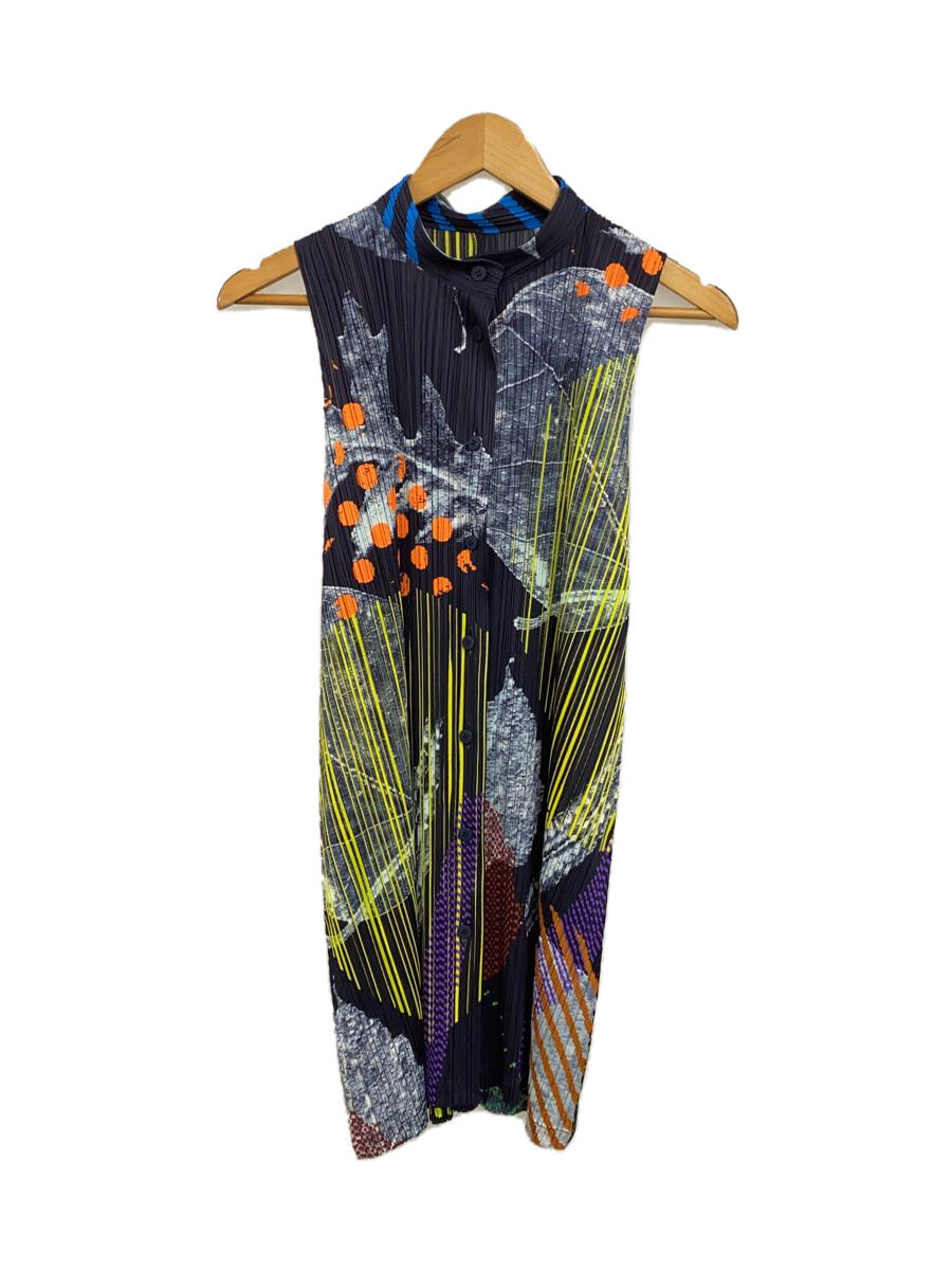 【中古】PLEATS PLEASE ISSEY MIYAKE◆ノースリーブ衣装/3/ポリエステル/マルチ色合い/総柄/PP41-JE771//【レディースお召しもの】