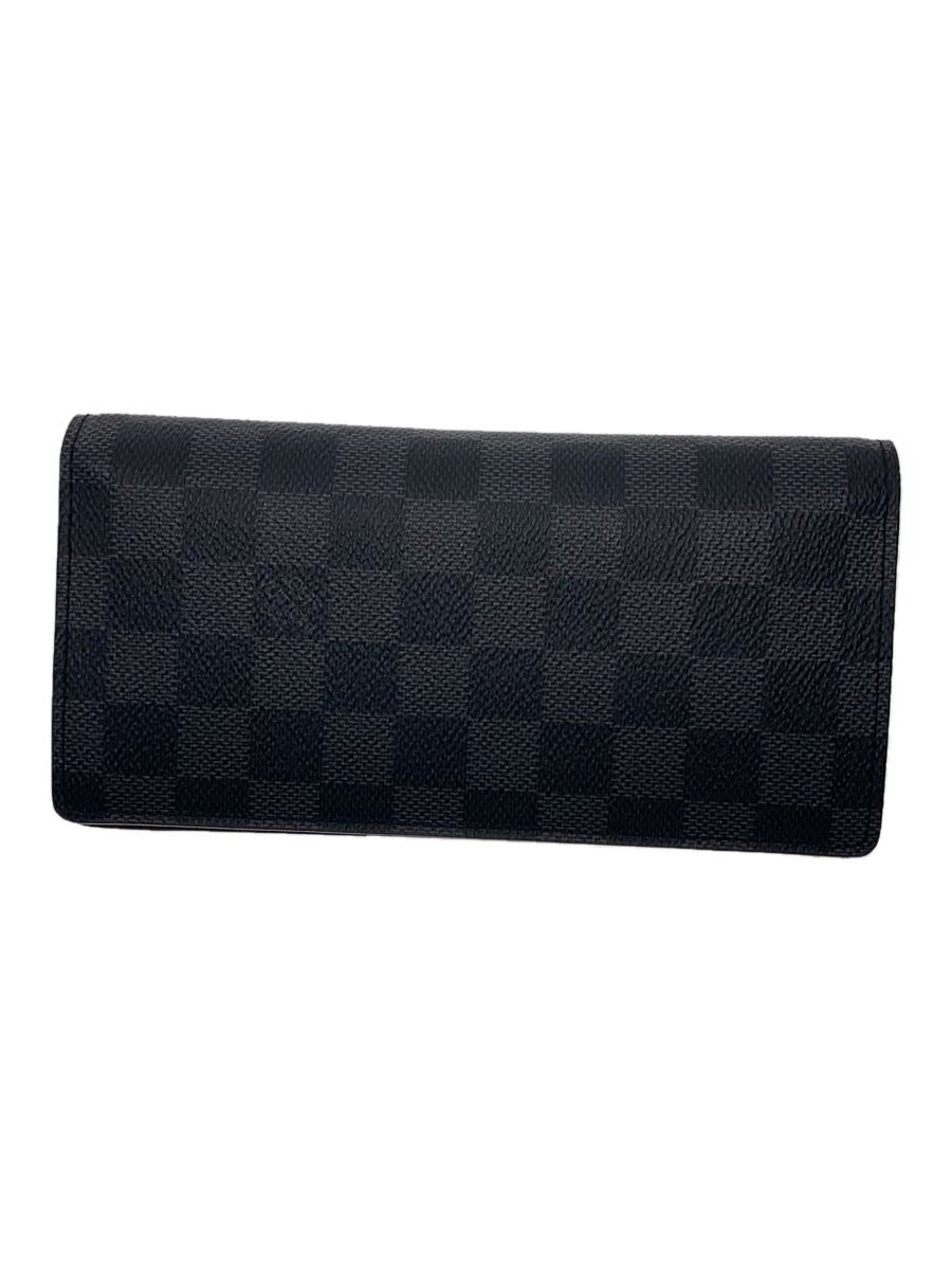 【中古】LOUIS VUITTON◆ポルト・フォイユ・ブラザ_ダミエ・グラフィット_BLK/PVC/BLK/総柄/メンズ【服飾雑貨他】
