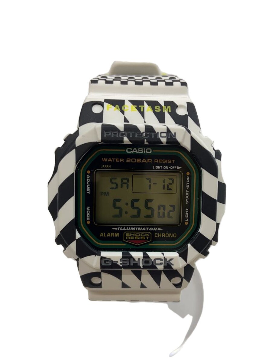 【中古】CASIO◆×FACETASM G-SHOCK 石英ウオッチ/デジタル/天然ゴム/WHT/DWE-5610【服飾雑貨他】