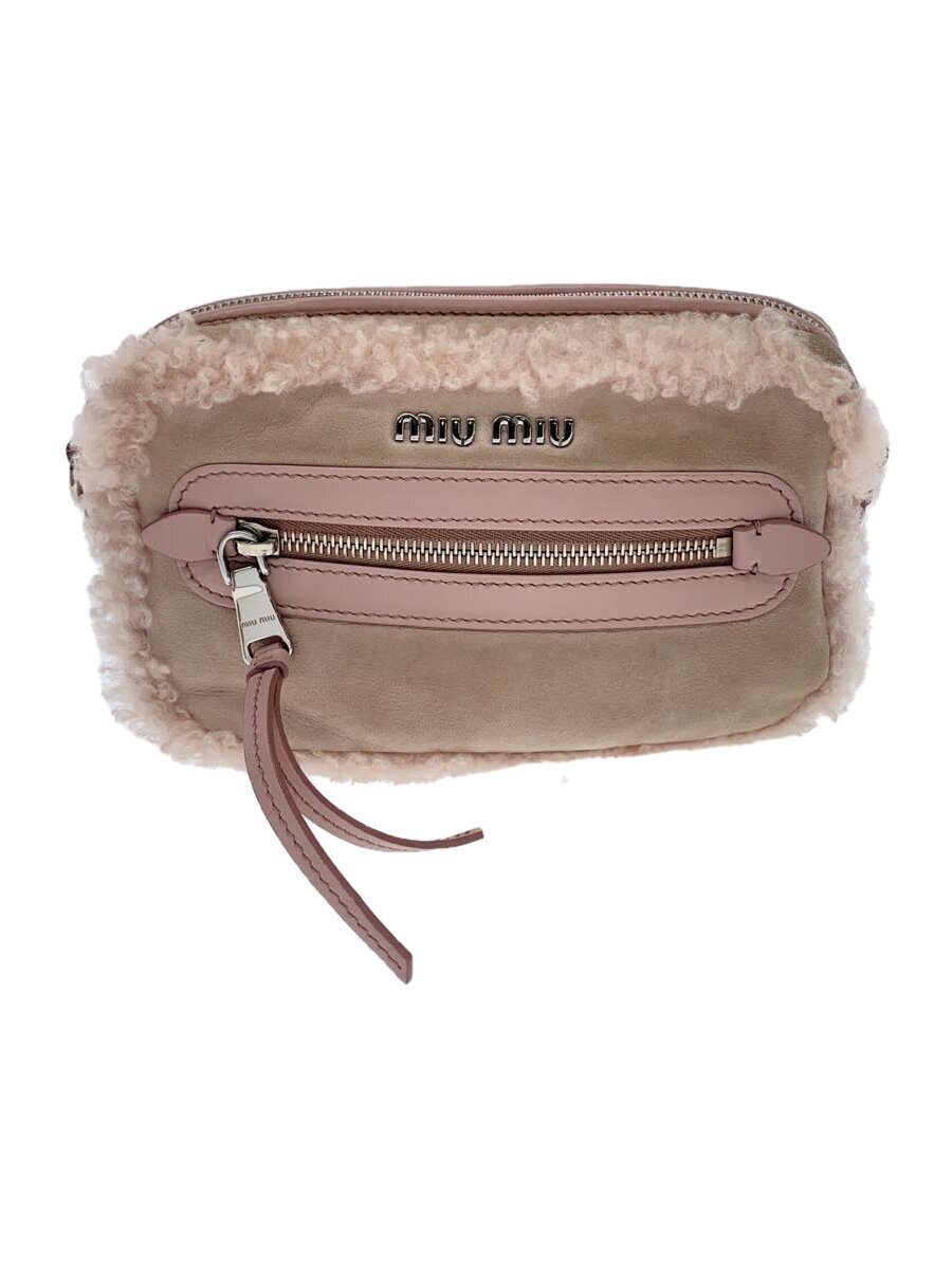 【中古】MIU MIU◆ショルダーバッグ/スウェード/PNK/無地/5BH118【御徒面子】