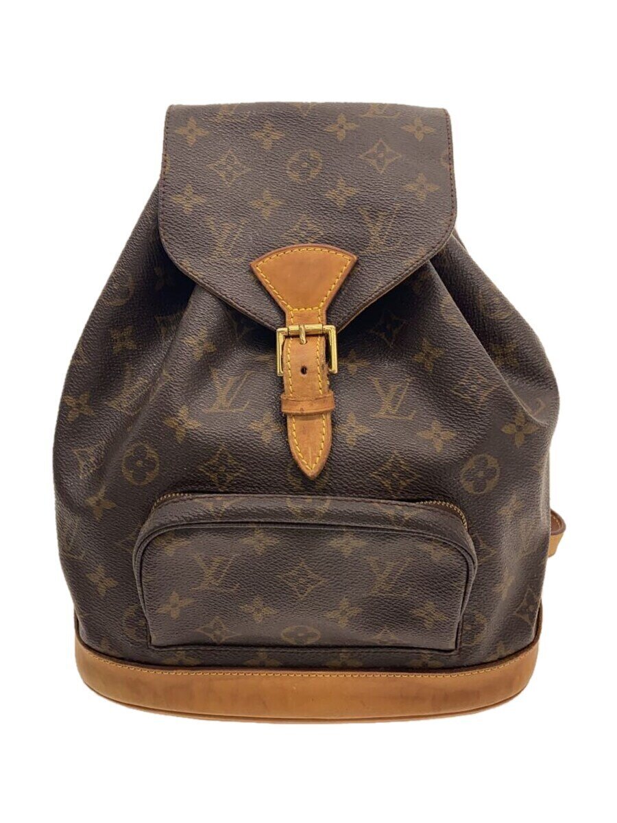 【中古】LOUIS VUITTON◆1)ミニ・モン掏摸_モノグラム・帆布_BRW/背嚢/PVC/BRW【御徒面子】