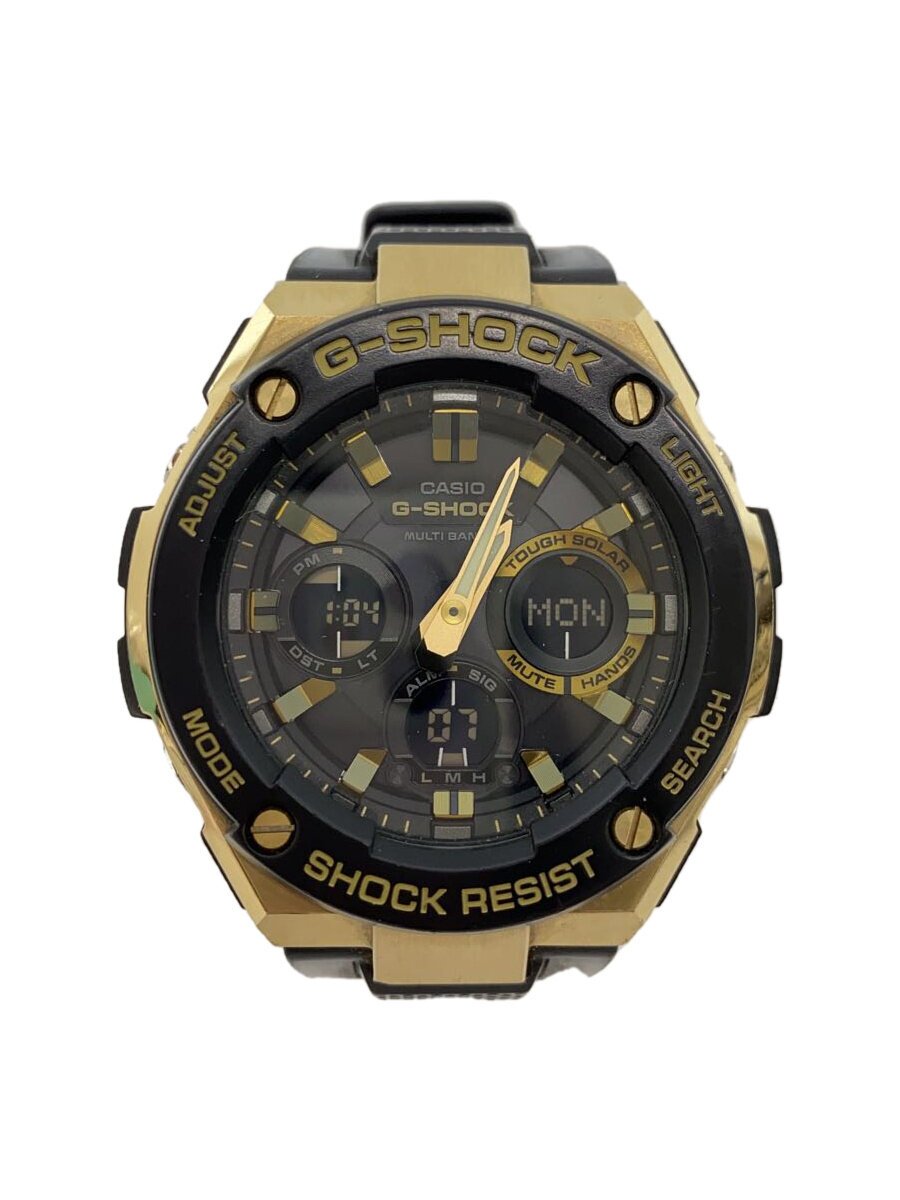 【中古】CASIO◆G-SHOCK/ジーショック/G-STEE/ウオッチ/GST-W100G/デジアナ/黒いこと/ゴールド【服飾雑貨他】