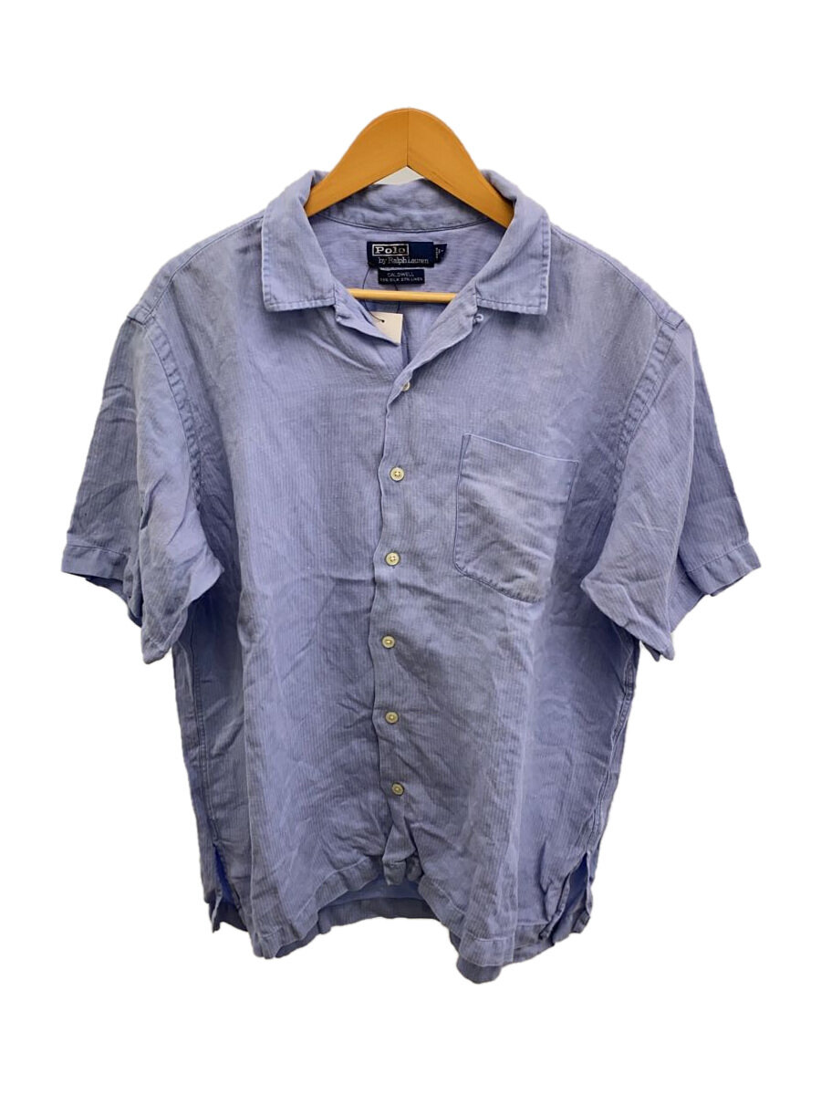 【中古】POLO RALPH LAUREN◆CALDWELL/コードウェル/シルクリネン/半袖シャツ/L/リネン/BLU/ヘリンボーン//【メンズウェア】｜2ｎｄ STREET 店