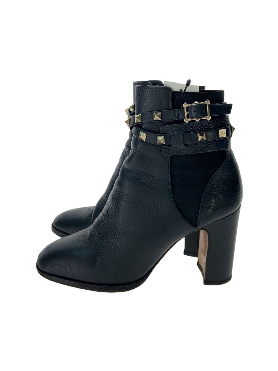 【中古】VALENTINO GARAVANI◆ロックスタッズアンクルブーツ/ショートブーツ/37.5/BLK/レザー【シューズ】|2nd STREET 店