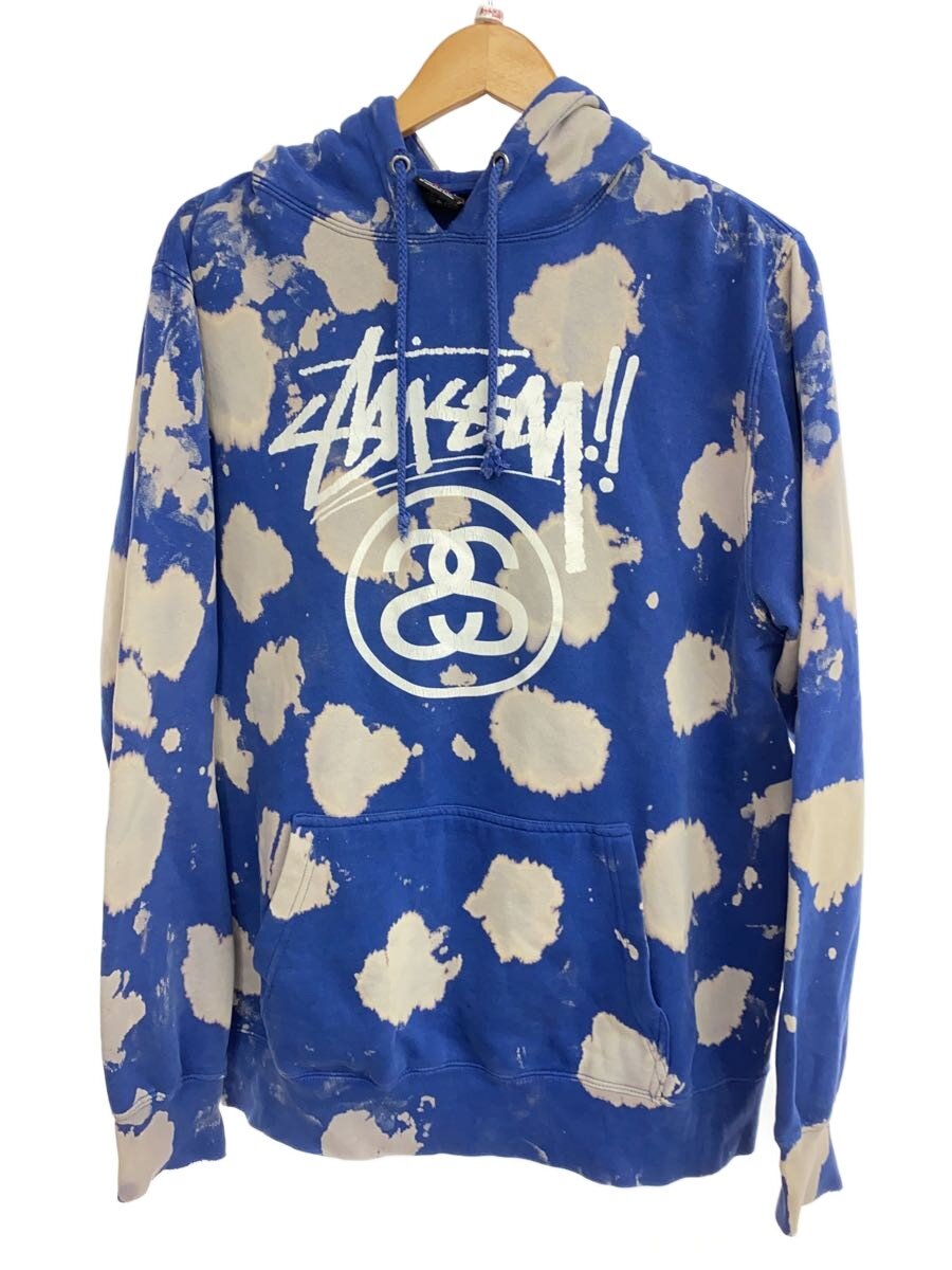 【中古】STUSSY◆パーカー/M/綿織物/BLU/総柄【メンズウェア】
