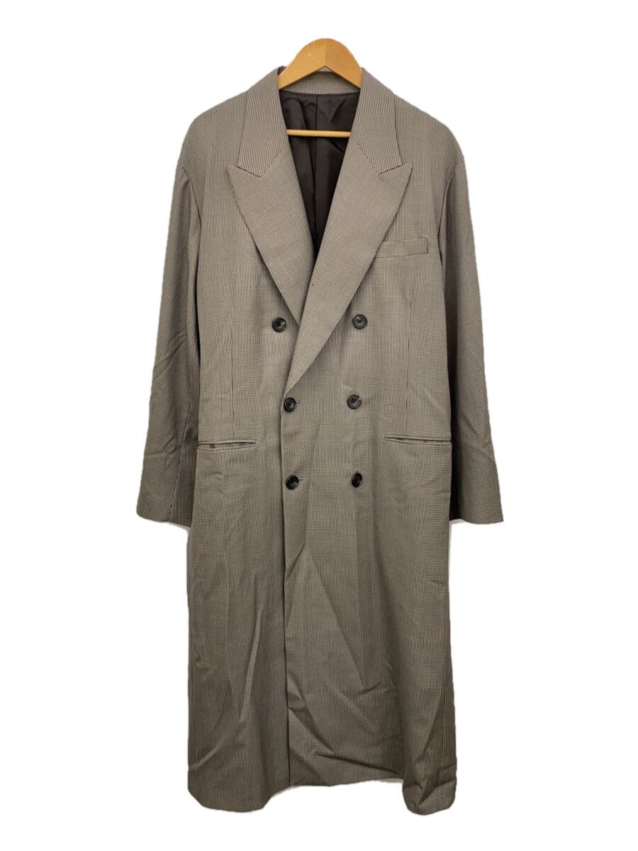 【中古】stein◆Double Weave Houndstooth Peak Lapel Long C/S/羊毛/BRW/ST.1053//【メンズウェア】