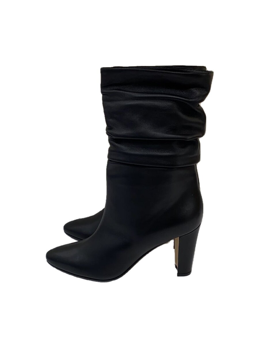【中古】MANOLO BLAHNIK◆ブーツ/38/BLK/なめし革//【シューズ】