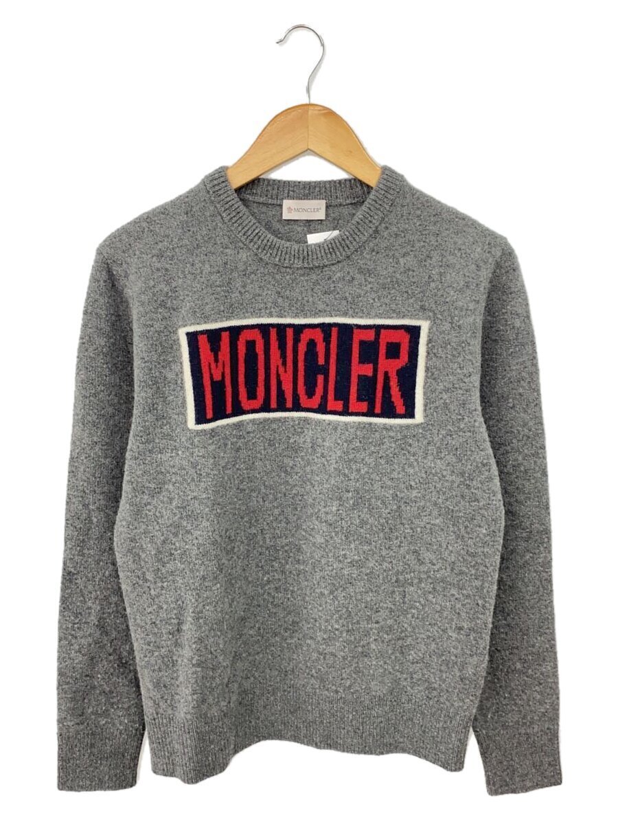 【中古】MONCLER◆モンク線路/編み物・スウェーター(朦々たる)/M/羊毛/GRY/無地/E20919045500 A9228【メンズウェア】