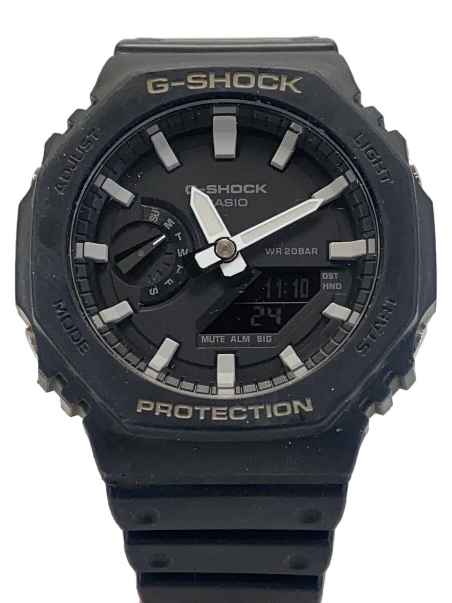 【中古】CASIO◆石英ウオッチ・G-SHOCK/デジアナ/天然ゴム/BLK/BLK【服飾雑貨他】