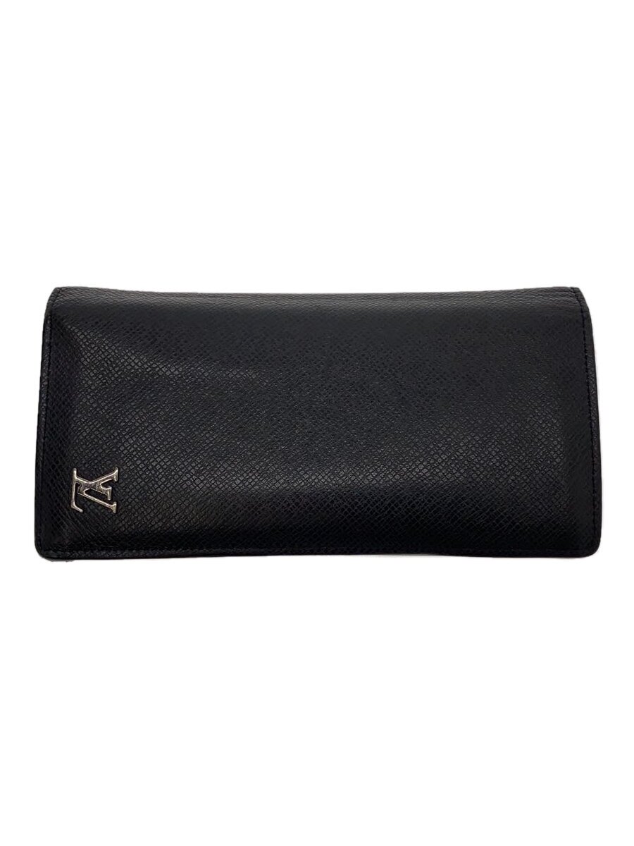 【中古】LOUIS VUITTON◆ポルト・フォイユ・ブラザ_タイガ_BLK/牛革/BLK/無地/メンズ【服飾雑貨他】