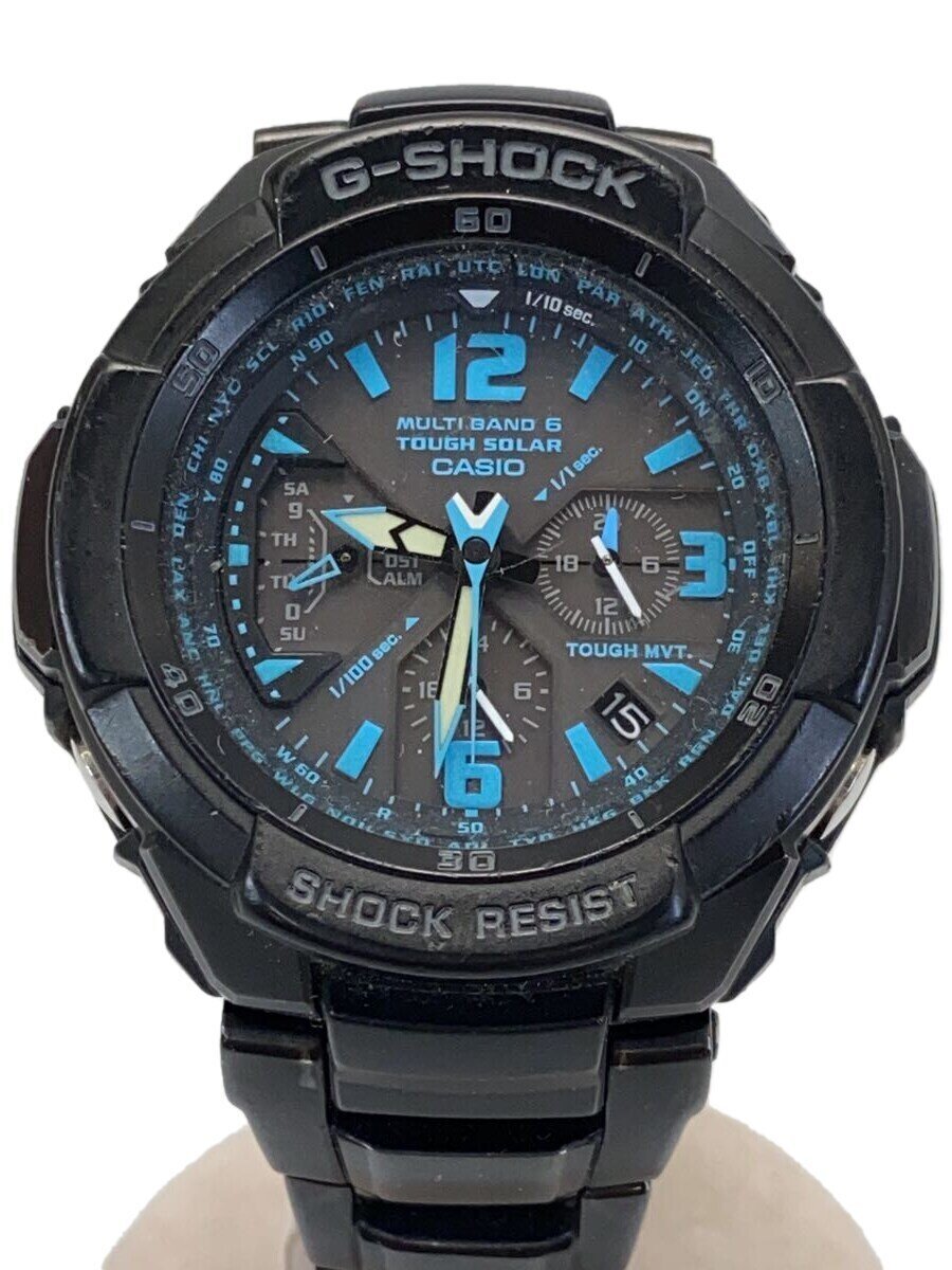 【中古】CASIO◆ソーラーウオッチ・G-SHOCK/アナログ/BLK【服飾雑貨他】