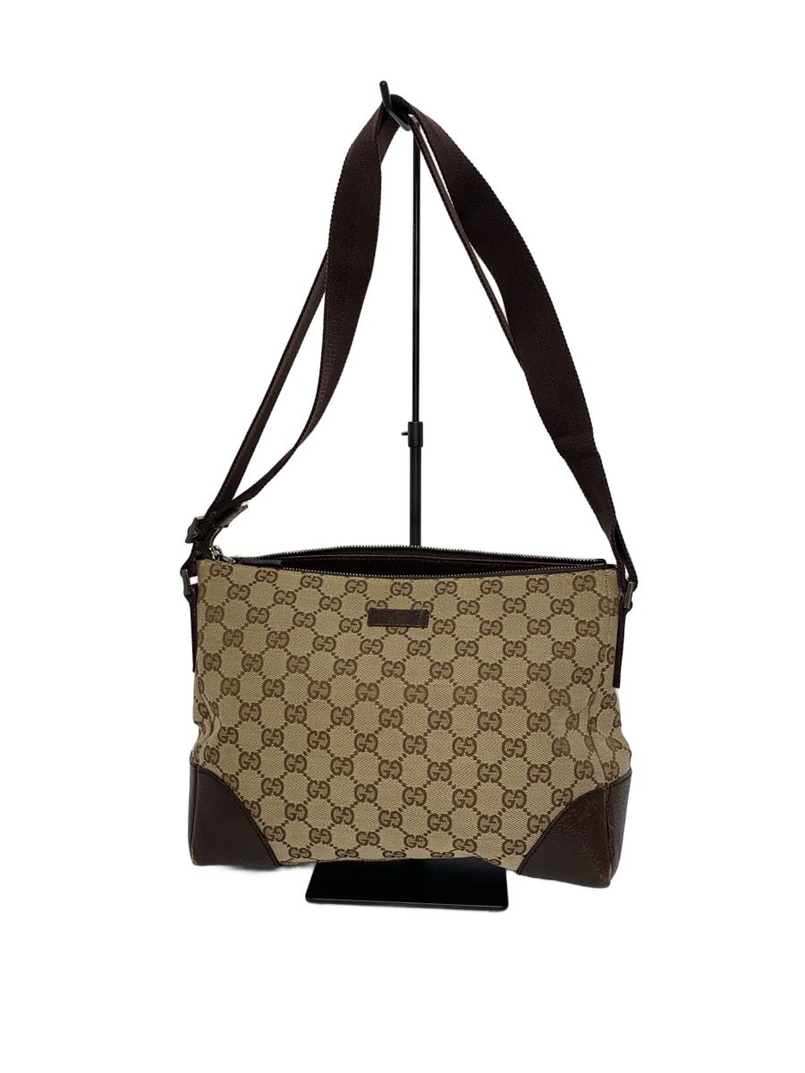 【中古】GUCCI◆ショルダーバッグ_GG帆布/帆布/BEG【御徒面子】