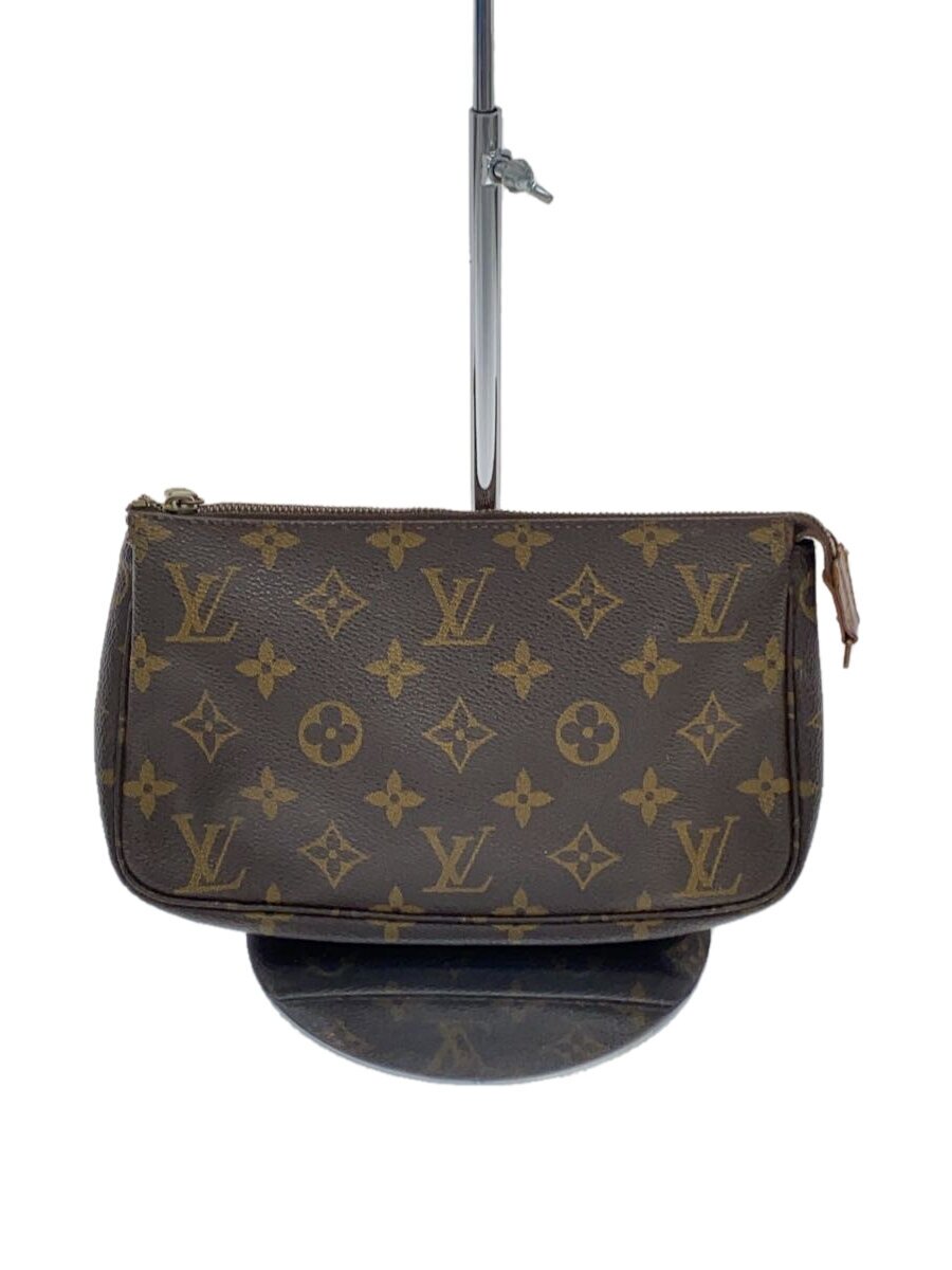 【中古】LOUIS VUITTON◆1)ポシェット・アクセソワール_モノグラム・帆布_BRW/PVC/BRW【御徒面子】