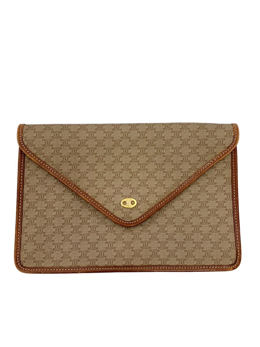 【中古】CELINE◆M06/マカダム柄/クラッチペダル御徒面子/なめし革/BEG/総柄【御徒面子】
