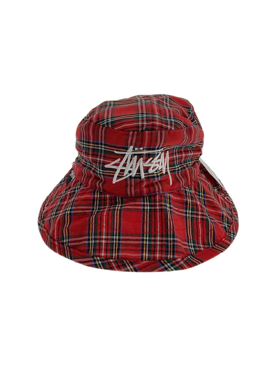 【中古】STUSSY◆かぶり笠/綿織物/RED/読み合わせる/メンズ/OLD/80s//【服飾雑貨他】