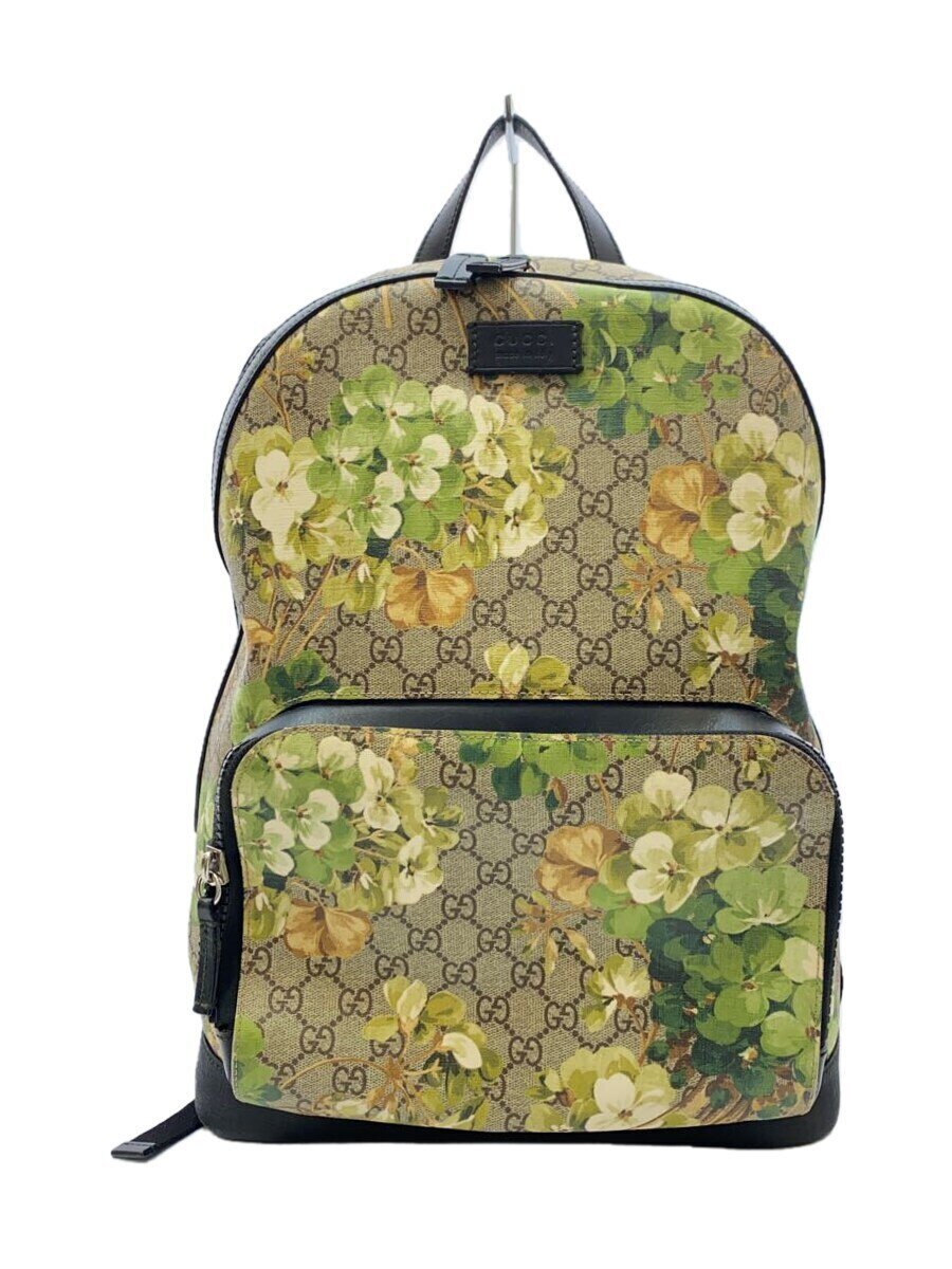 【中古】GUCCI◆背嚢_GGブルームス/帆布/ベージュ/総柄【御徒面子】