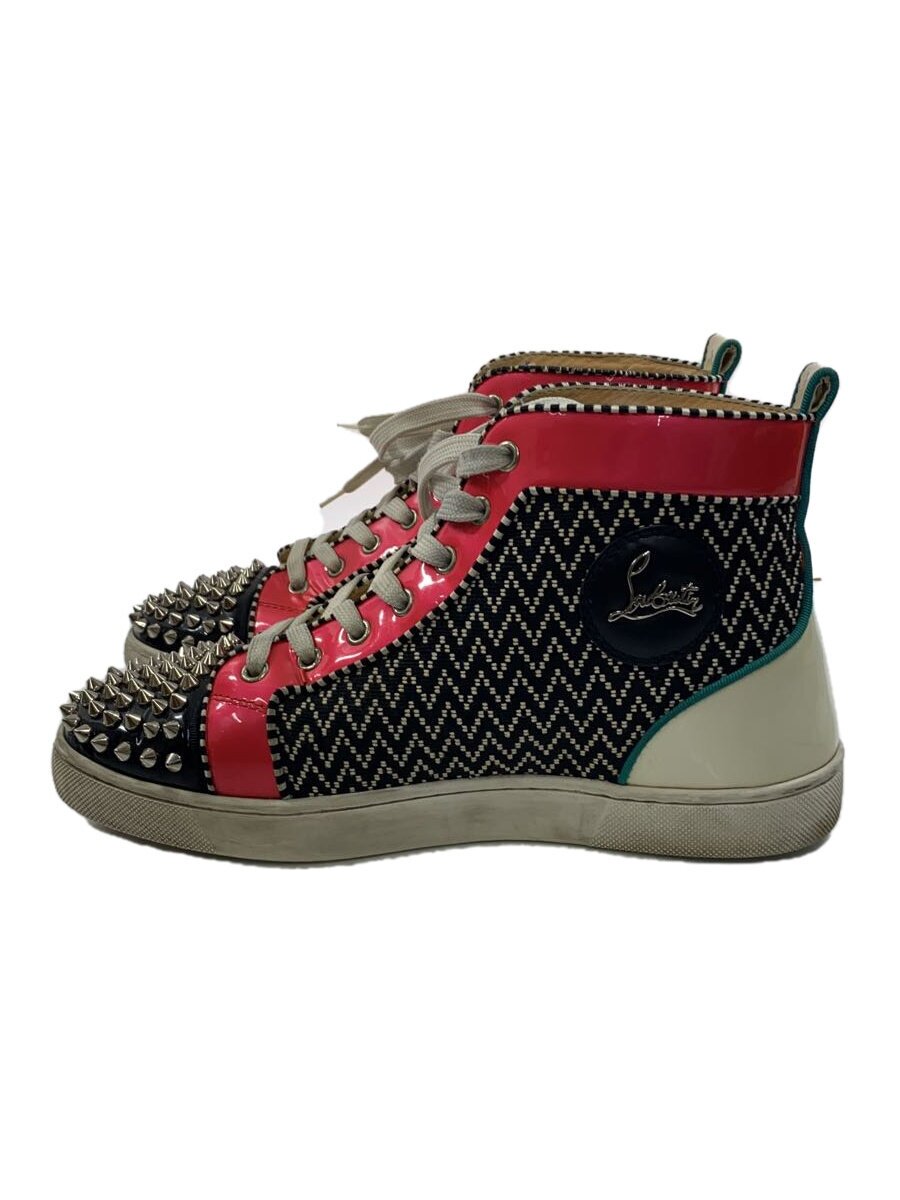 【中古】Christian Louboutin◆ハイカットスニーカー/39.5/マルチ色つや/1210917/ LOU SPIKES ORLATO FLAT PAT/C【シューズ】