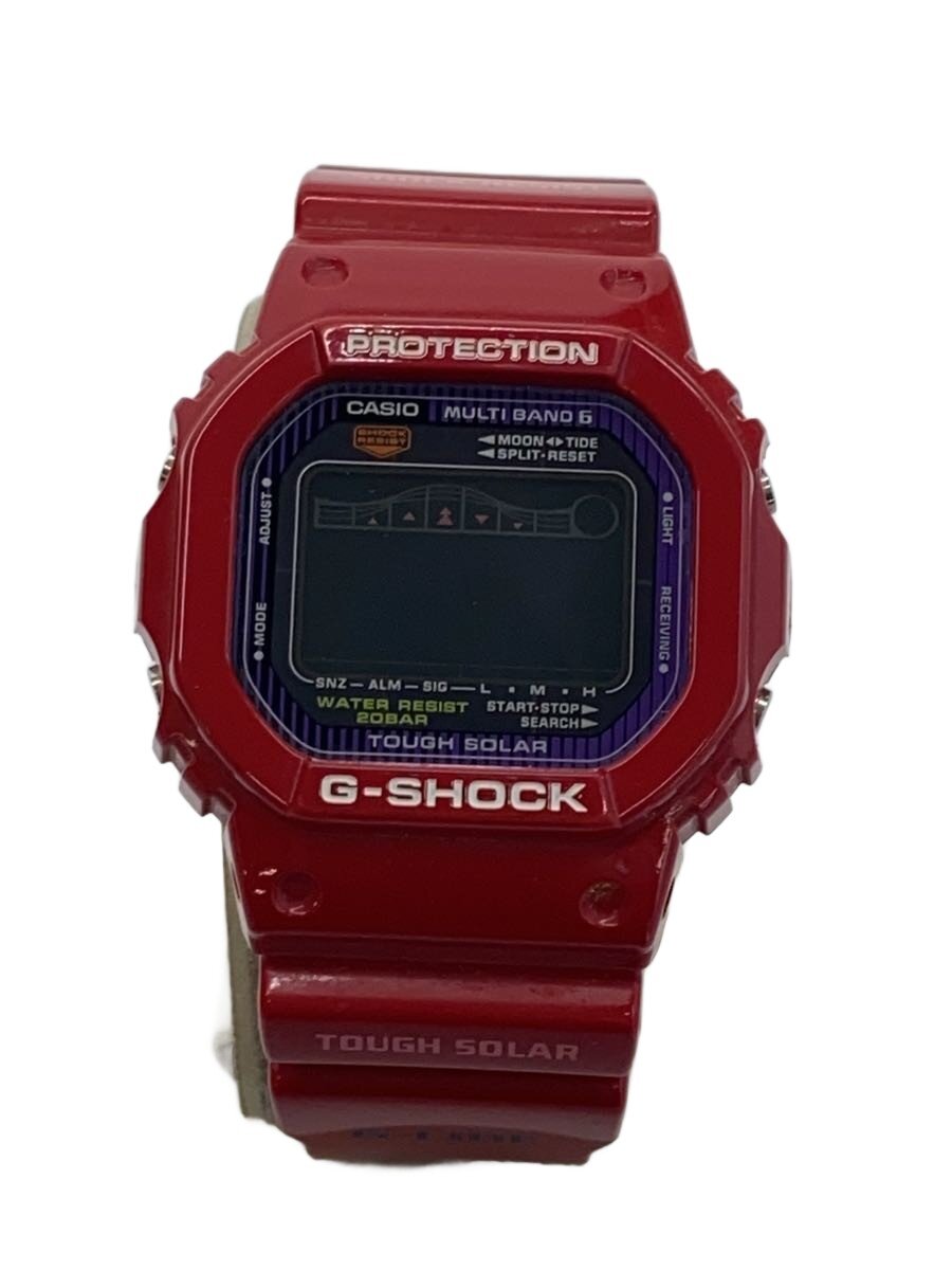 【中古】CASIO◆ソーラーウオッチ・G-SHOCK/デジタル/天然ゴム/RED//【服飾雑貨他】