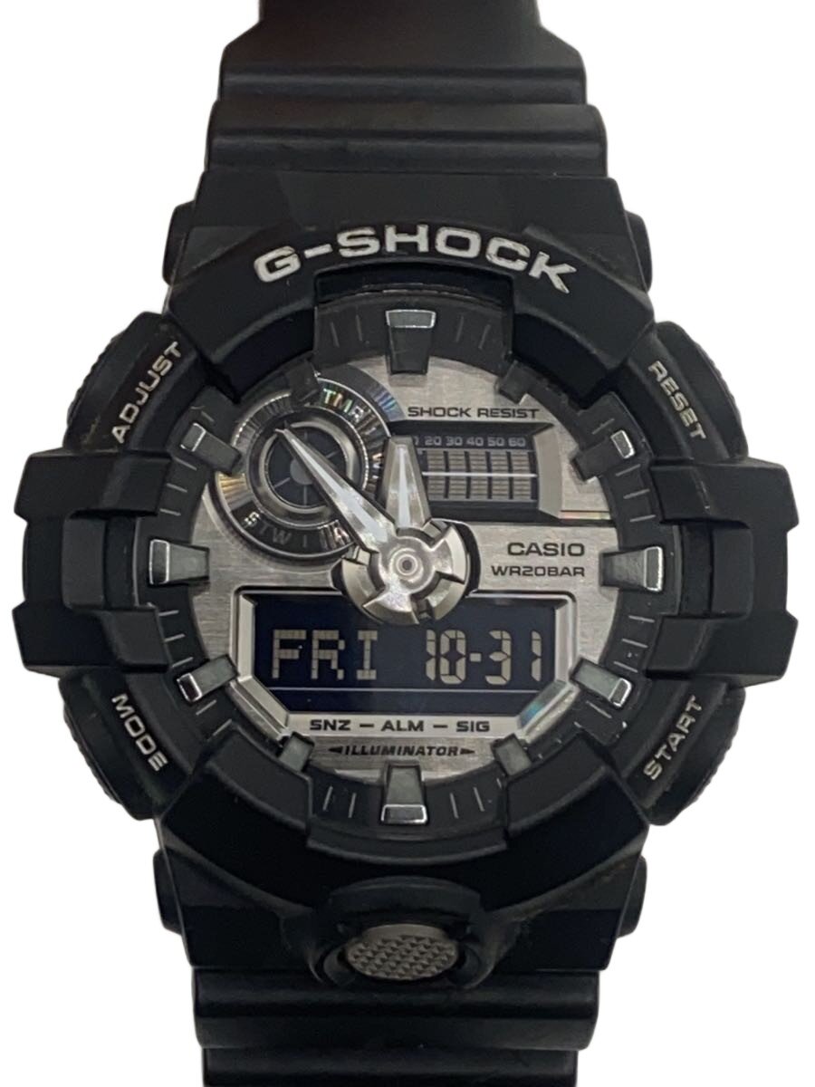 【中古】CASIO◆石英ウオッチ・G-SHOCK/デジアナ/天然ゴム/SLV/BLK【服飾雑貨他】